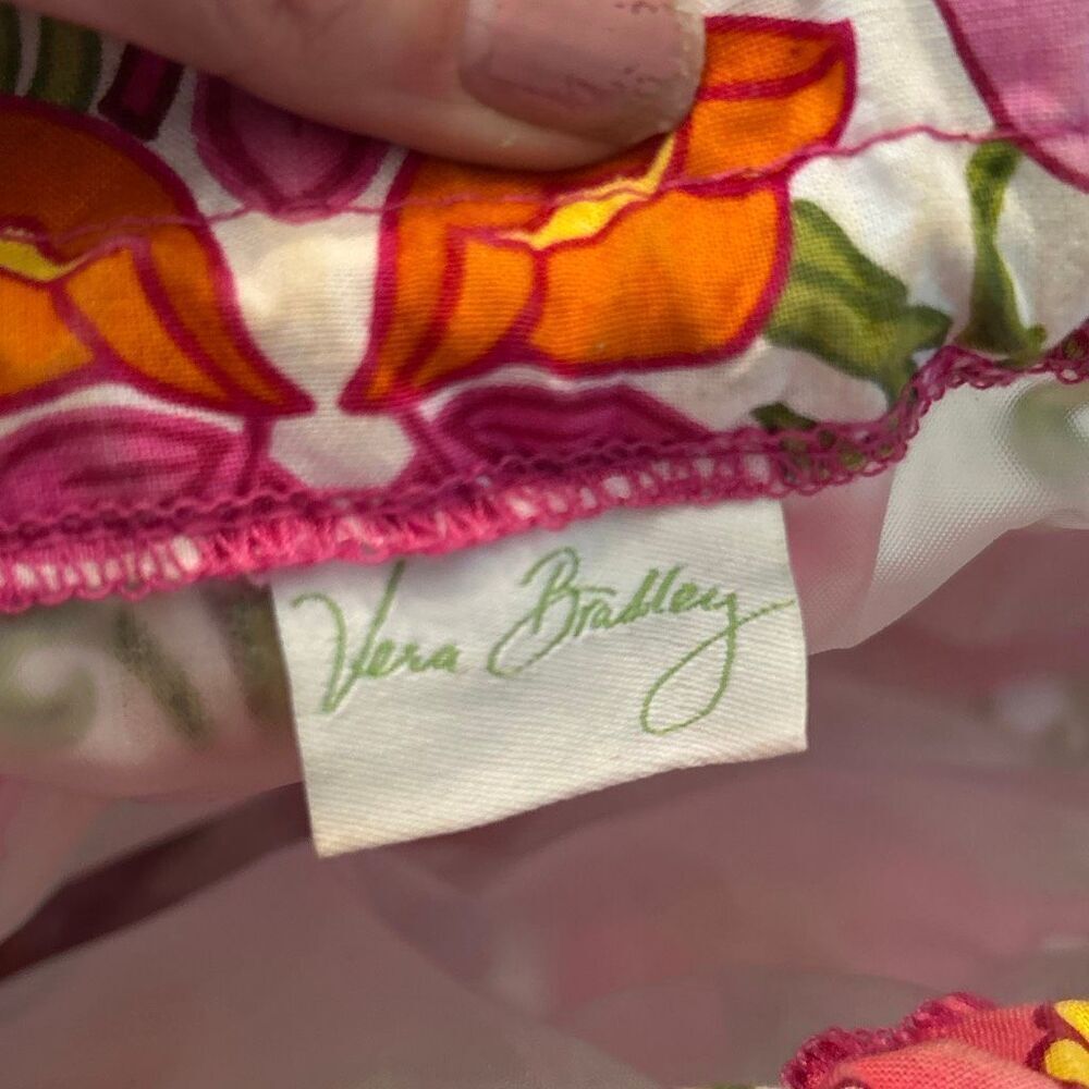 Vera Bradley pink floral lined bag wet dry bag laundry bag ditty. 10 x 11 x 7 - Picture 3 of 8